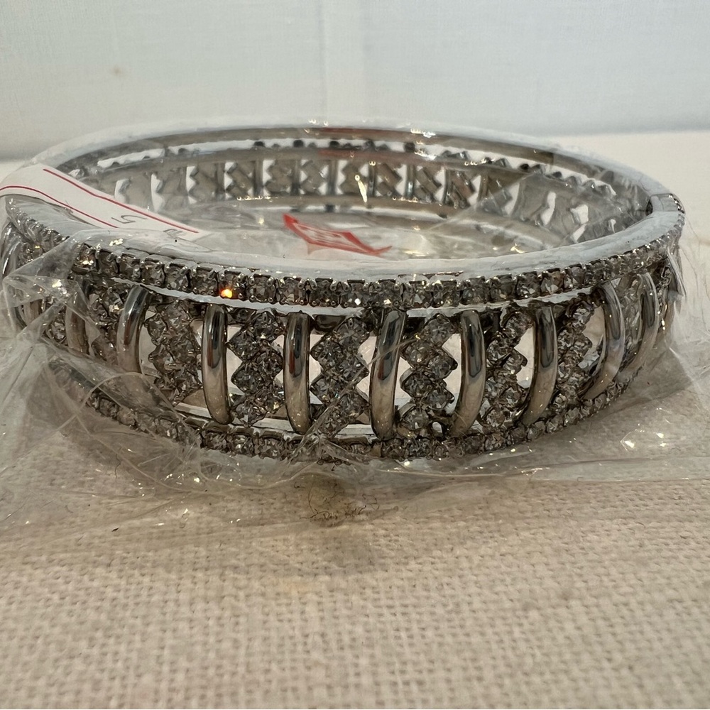 Silver-toned Rhinestone Statement Bangle | In Original Packaging - Picture 3 of 5